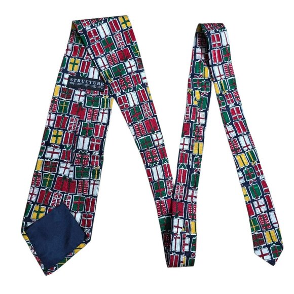 VTG Christmas Gift Box Silk Tie Holiday Presents Ugly Sweater Necktie Novelty - Picture 6 of 6